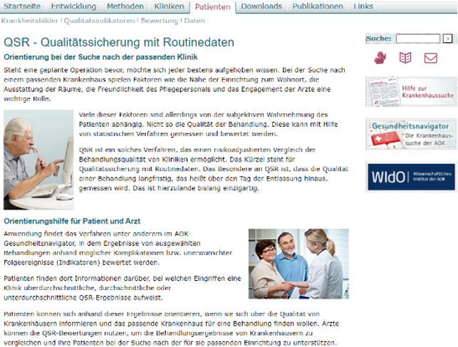 Screenshot Navigationsbereich Patienten