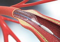 Grafische Darstellung eines Herzkatheters in der Aorta